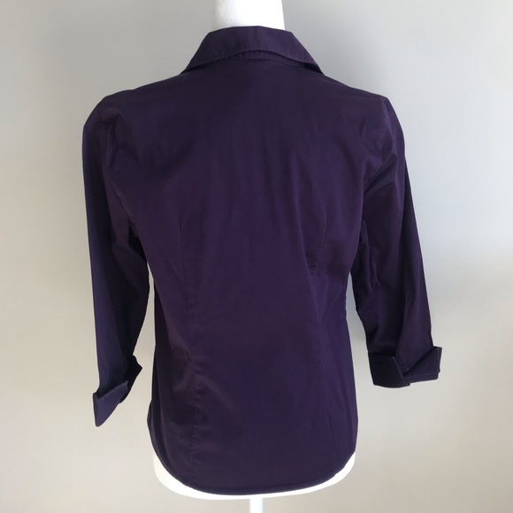 BANANA REPUBLIC Fitted Stretch Button Down, Purple Shirt, 3/4 Length Sleeves, LP - Picture 4 of 15